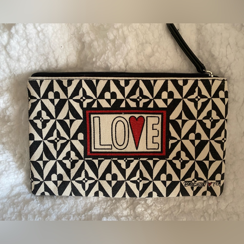 Brighton Black and White LOVE Cosmetic Bag